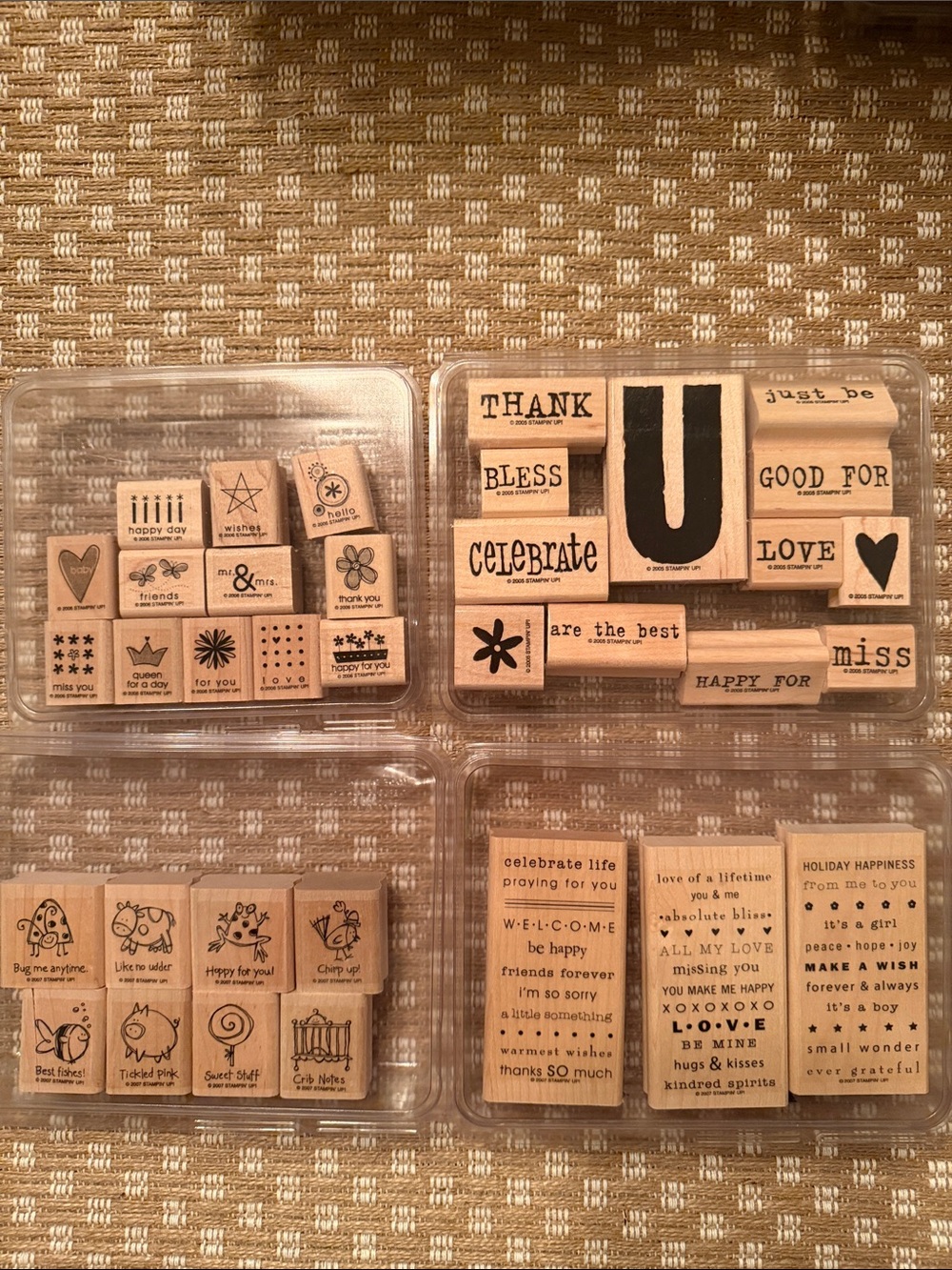 Wooden Sentiment Stamp Set - Neutral Brown